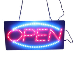 Leadleds Neon Sign Red and Blue Light Flashing Open Sign, 19 x 10 in - Leadleds