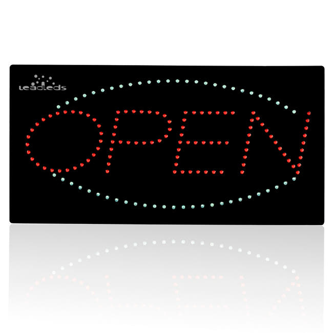 Leadleds Neon Sign Red and Blue Light Flashing Open Sign, 19 x 10 in - Leadleds Второстепенное изображение товара