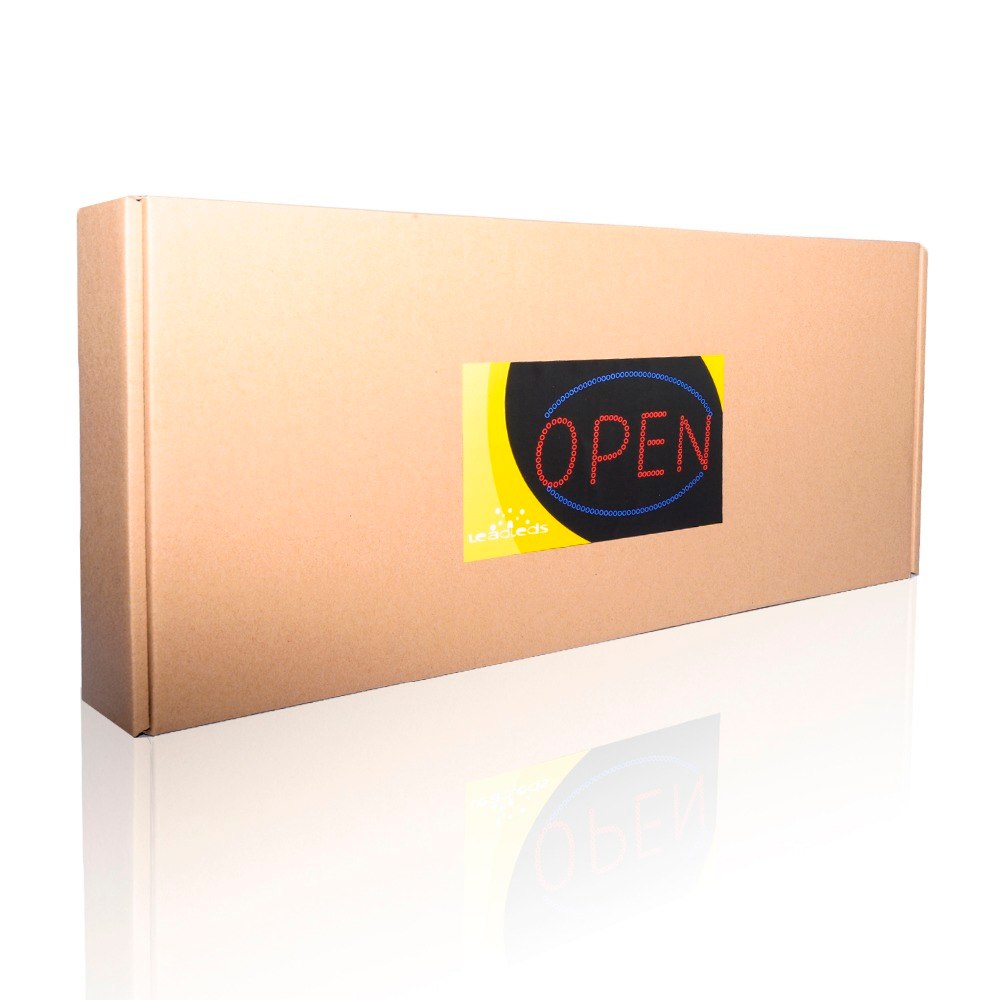 Leadleds Neon Sign Red and Blue Light Flashing Open Sign, 19 x 10 in - Leadleds