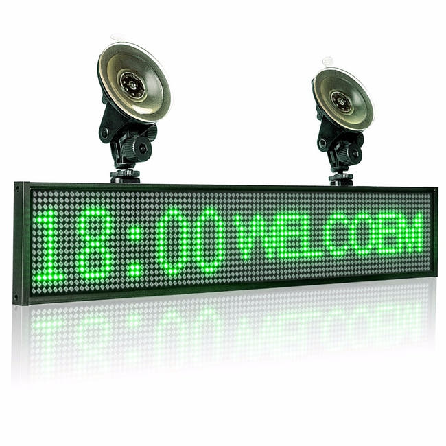 50cm P5mm Wifi Indoor LED Sign panel,12v Car Scrolling Ad Message board Green SMD display screen Support iOS phone input 2 sucker - Leadleds Main image