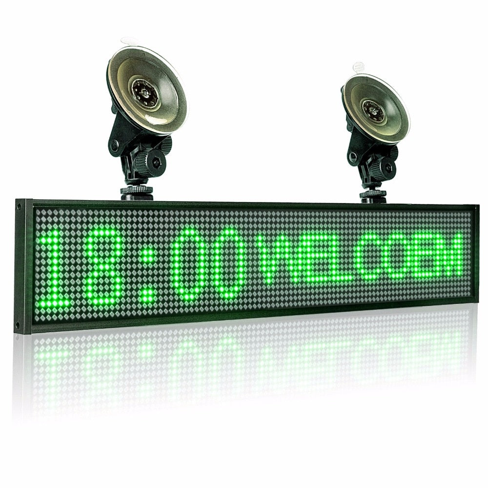 50cm P5mm Wifi Indoor LED Sign panel,12v Car Scrolling Ad Message board Green SMD display screen Support iOS phone input 2 sucker - Leadleds
