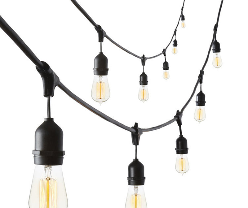 15m Outdoor LED String Lights Waterproof Commercial 2W E26 E27 Retro Edison Filament Bulb for Street Porch Garden Holiday Light - Leadleds