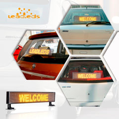 Car Rear Window Led Sign Electronic Banner Amber Message with 9FT Cable, DC9v-36v - Leadleds