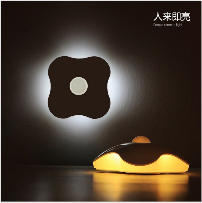 Four Leaf Clover LED Night Light AAA Battery powered wall Lamp Anywhere Bright Motion Sensor LED Wall Sconce Hallway Closet Lamp - Leadleds