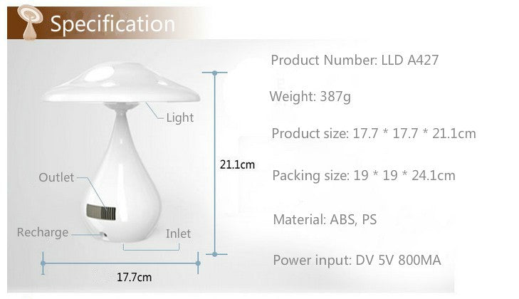 LED Rechargeable Mushroom Lamp Adjustable Brightness Touch Sensor Night Light For Bedroom Study Office Home Lighting USB Power - Leadleds