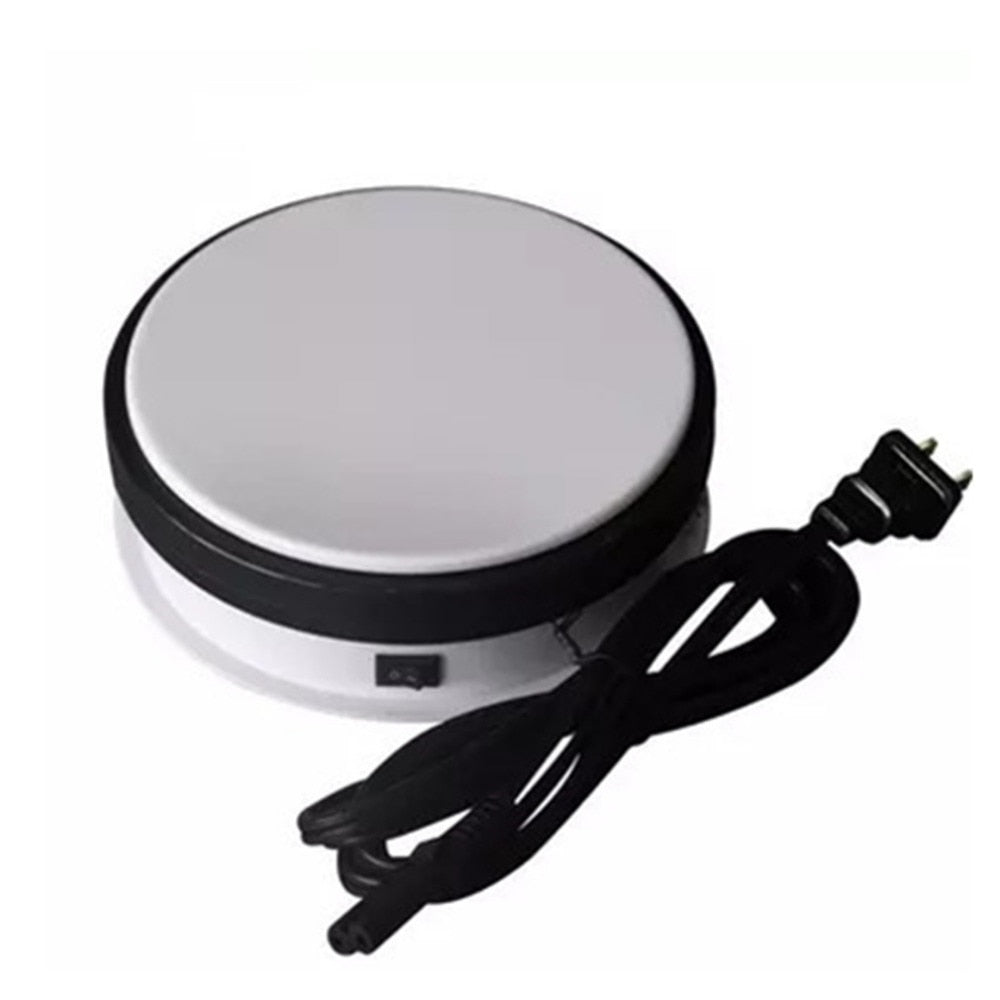 15cm White Electric Motorized Display Stand Rotating Turntable for Jewelry Model show and 4k 3D HD video rotation photography - Leadleds
