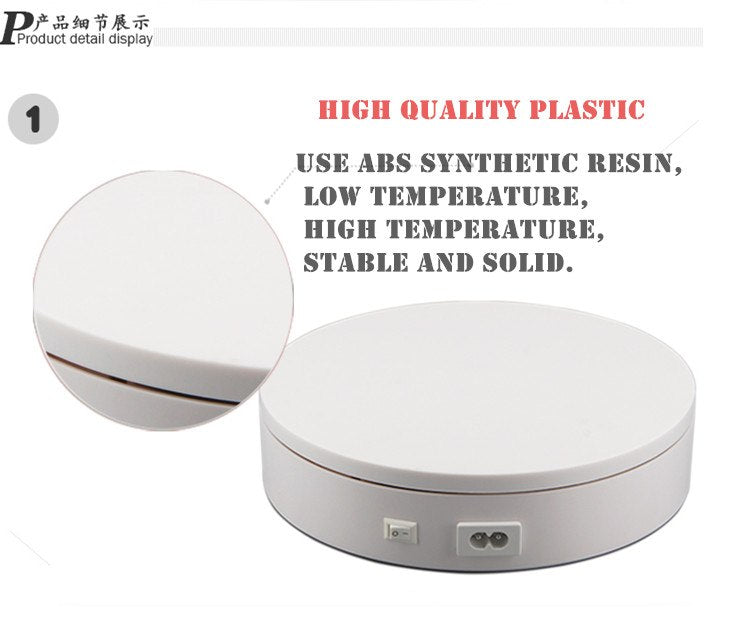 Dia 20cm Stable Heavy Load Remote Control Electric Turntable Jewelry Display Stand 360 Degree white Color 20-68 Secs Per Circle - Leadleds