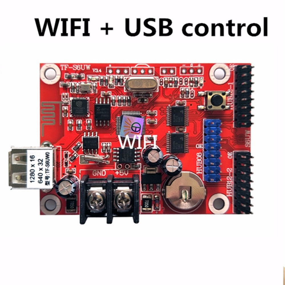 Asynchronous TF-S6UW0 LED SIGN WIFI Control card, P10 P20 P5 P6 module panel LED Display, suitable for single and double colors - Leadleds