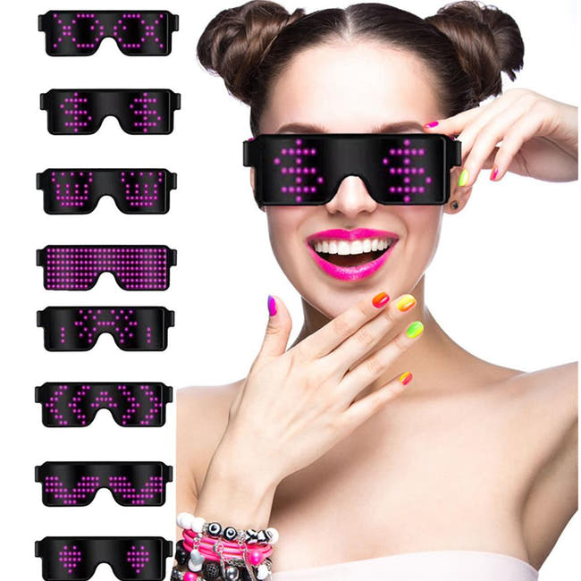 Leadleds 8 modos de animación Flash Led gafas de fiesta carga USB DJ gafas luminosas luz de concierto Imagen principal del producto