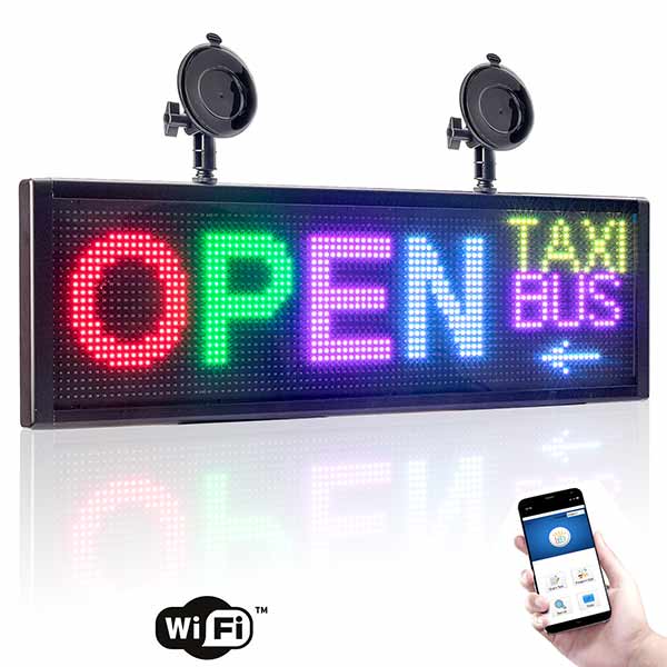 Leadleds 20” Full Color Led Panel for Car Sign Display Board Fast Programmable by Smartphone WiFi