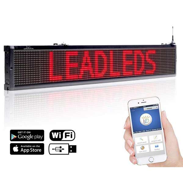 Leadleds 40 in Storefront Business Signs Scrolling Message Programmable by Phone, Red Image principale du produit