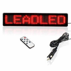 Leadleds DC12v Led Car Sign Remote Programmable Message Board for Store Vehicle Window, Red - Leadleds