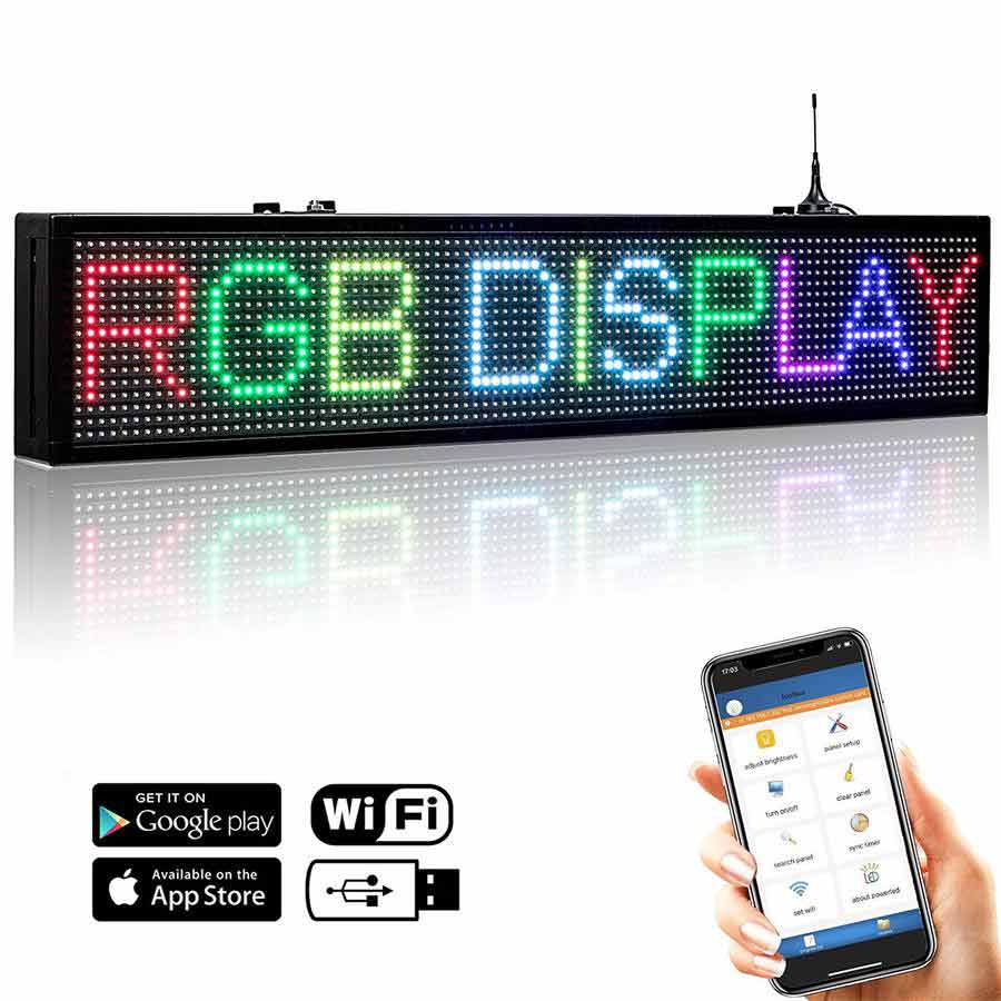 Leadleds 30 in LED Bulletin Board Programmable by Phone for School, Storefront, Multicolored - Leadleds