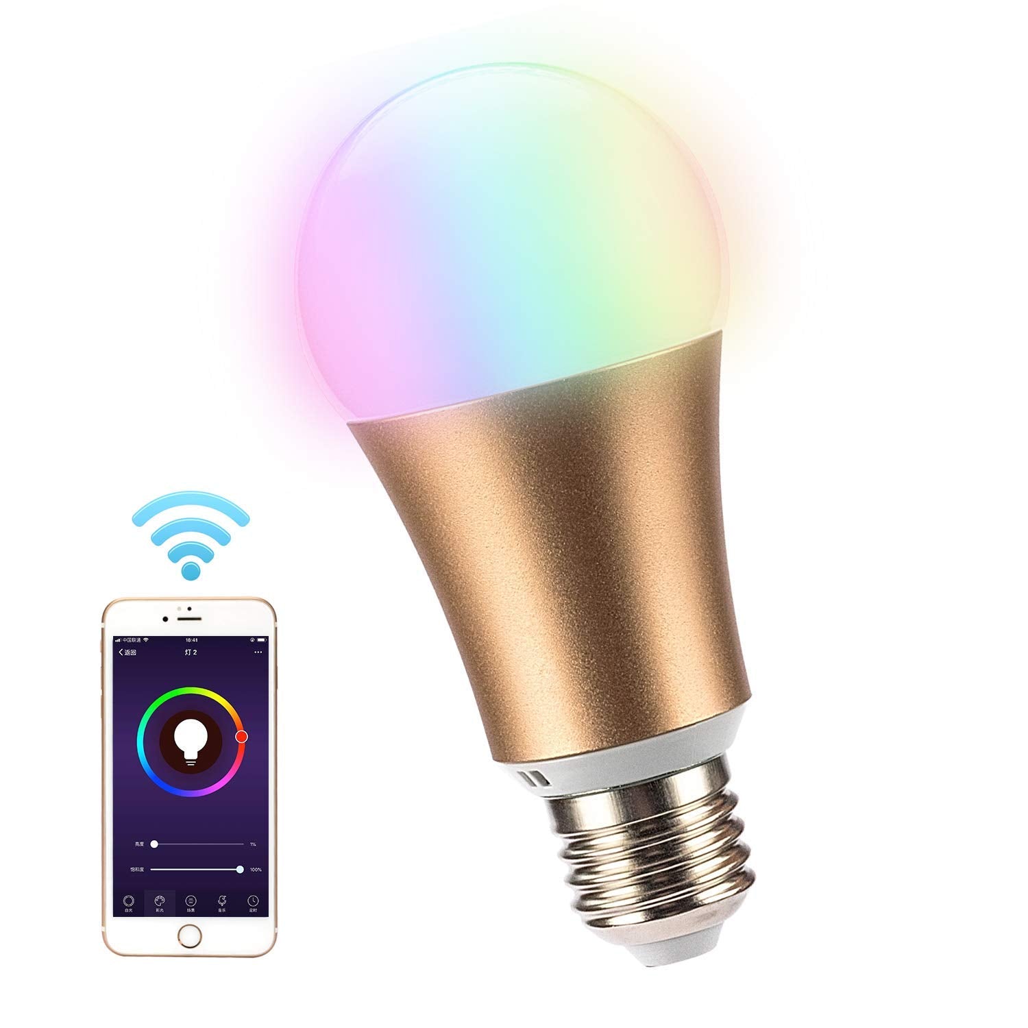 Leadleds WiFi Smart LED Light Bulb Multi-Color Dimmable Compatible with Alexa & Google Assistant - Leadleds