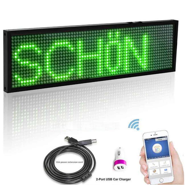 Leadleds 34cm WiFi Car Sign LED Message Board LED Sign Programmable Scrolling for Car Business Decoration - Leadleds Main image