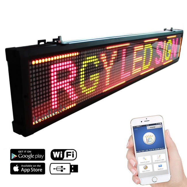 Leadleds 50 inches Length Indoor Led Sign Board WiFi Led Display Programmable Message Sign Tricolor for Office Store Wall Window - Leadleds Main image