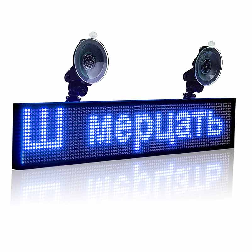 Leadleds P5 Wifi Led Car Sign 12V Display Board Scrolling Message by phone Programmable, Blue - Leadleds
